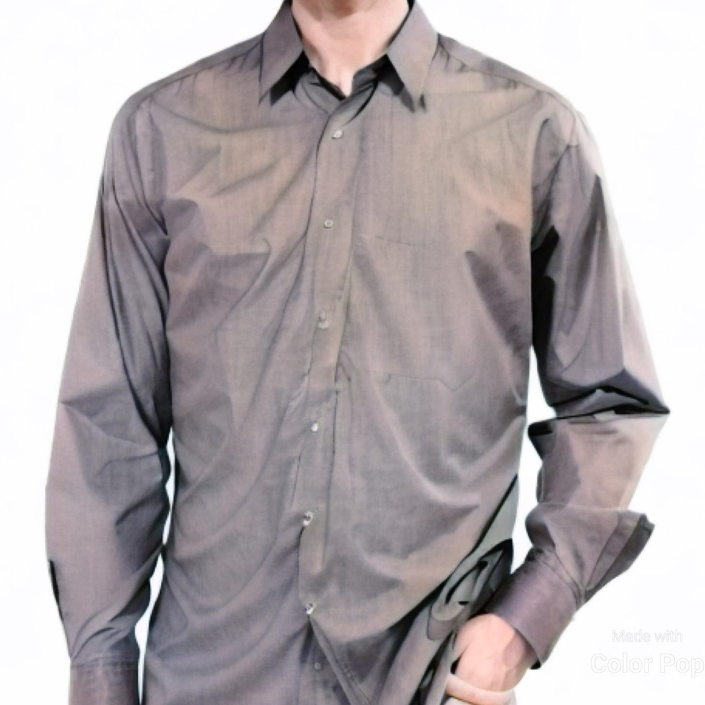 Crazy Horse wrinkle free grey cotton dress Shirt size 15.5 (34-35 sleeve)